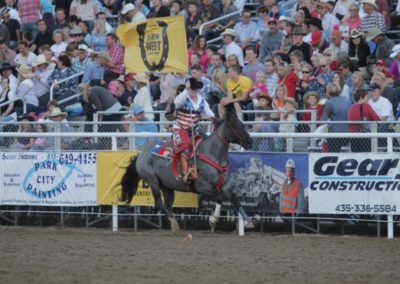 Jockey with the flag in the stadium