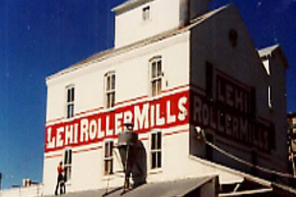 View of the commercial building for painiting, Lehi Roller Mills